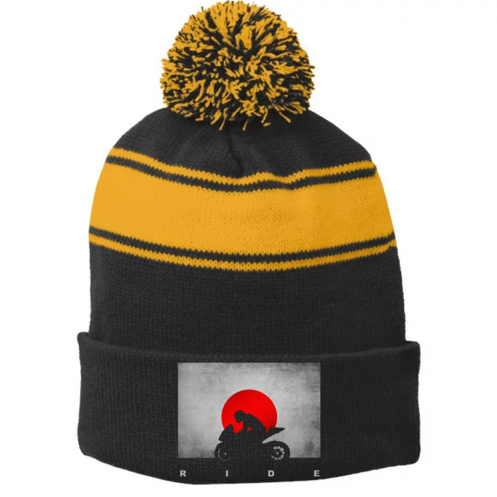 Motorcycle Apparel Motorcycle Stripe Pom Pom Beanie