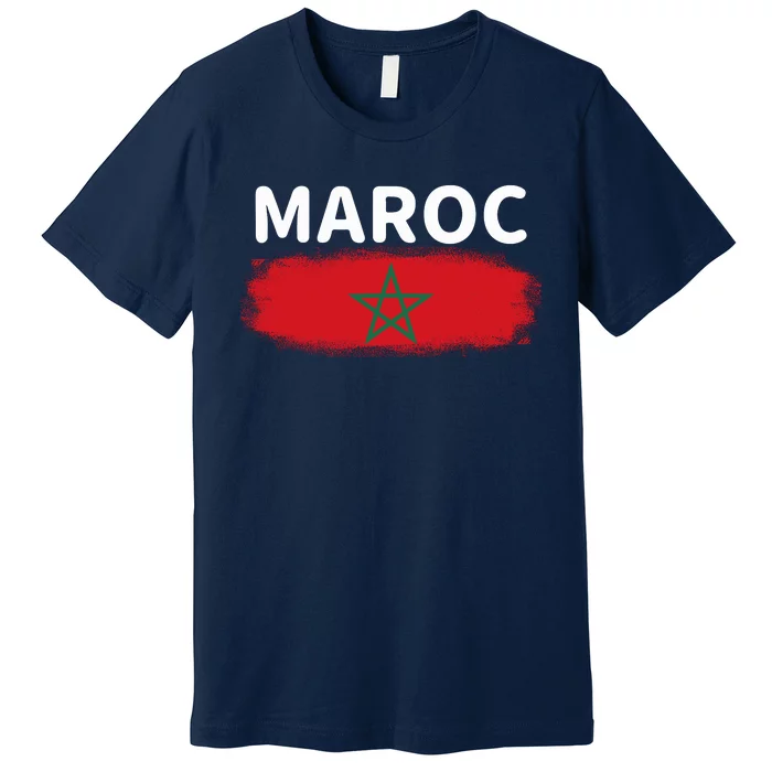 Moorish American Morocco Flag Moroccan Soccer Supporterer Premium T-Shirt