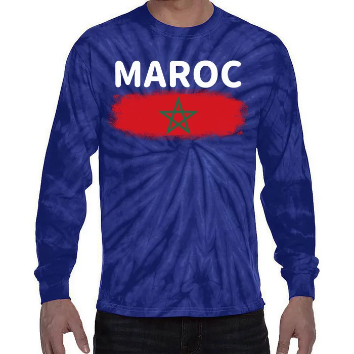 Moorish American Morocco Flag Moroccan Soccer Supporterer Tie-Dye Long Sleeve Shirt