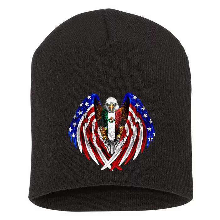 Mexican American Mexico Usa Flag Eagle Short Acrylic Beanie