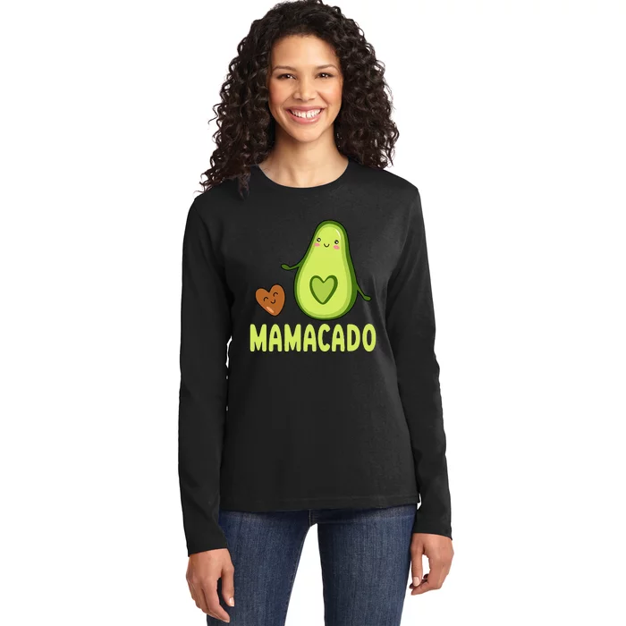 Mamacado Avocado Mama Funny Avocado Ladies Long Sleeve Shirt