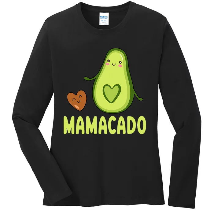 Mamacado Avocado Mama Funny Avocado Ladies Long Sleeve Shirt