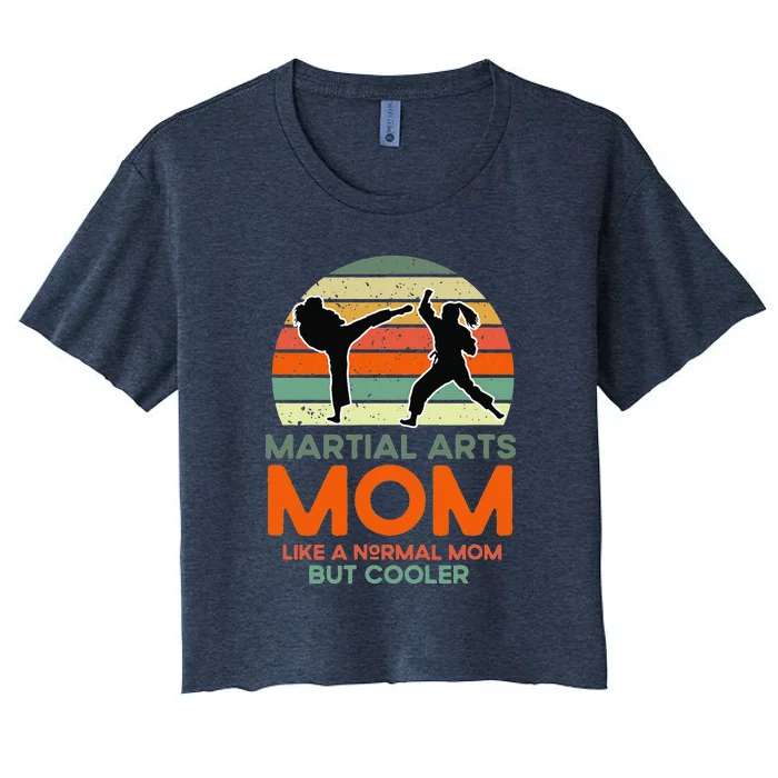 Martial Arts Mom Vintage Retro Apparel For Mothers Women's Crop Top Tee