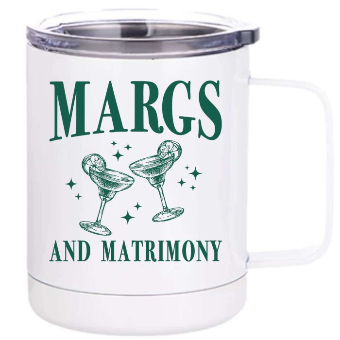 Margs And Matrimony Bachelorette Party Margarita Bach Front & Back 12oz Stainless Steel Tumbler Cup