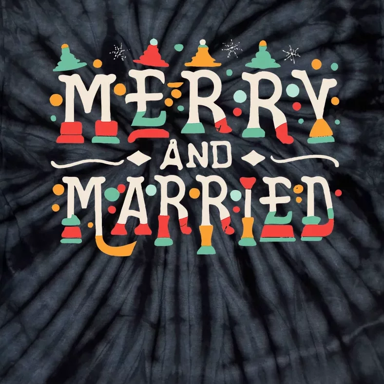 Merry and Married First Christmas Pajama Couples Matching Tie-Dye T-Shirt