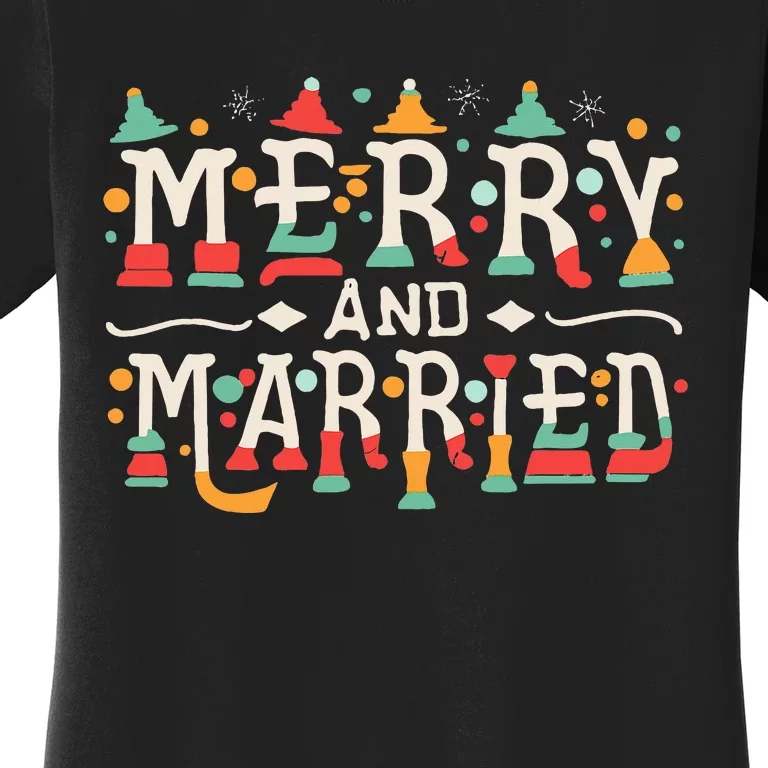 Merry and Married First Christmas Pajama Couples Matching Women's T-Shirt