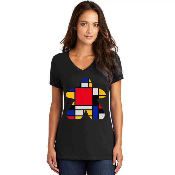 Modern Art Meeple Women's V-Neck T-Shirt