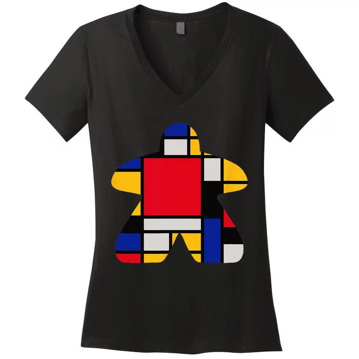 Modern Art Meeple Women's V-Neck T-Shirt