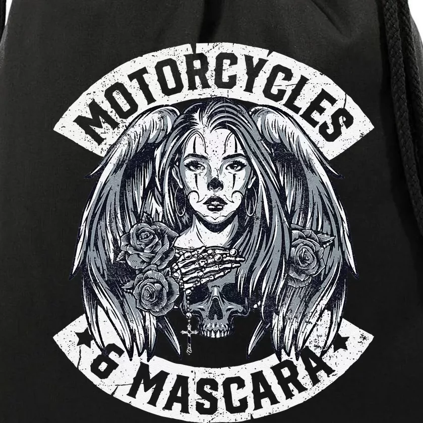 Motorcycles and Mascara Cute Motorcycle Chick Biker Drawstring Bag