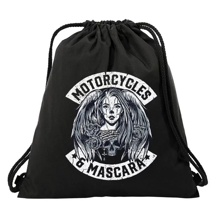 Motorcycles and Mascara Cute Motorcycle Chick Biker Drawstring Bag