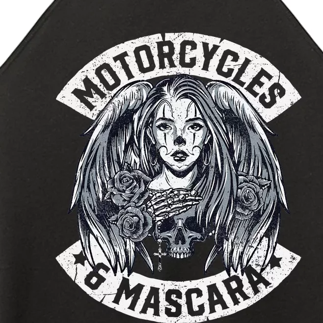 Motorcycles and Mascara Cute Motorcycle Chick Biker Women’s Perfect Tri Rocker Tank