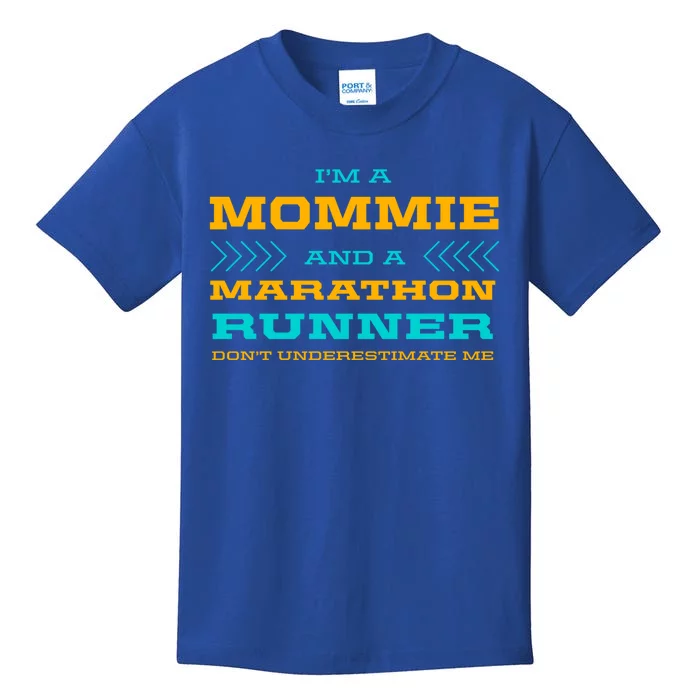 Mommie And Marathon Runner Funny Running Humor Sprinting Mom Gift Kids T-Shirt