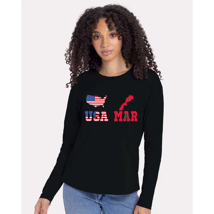 Moorish American Morocco Flag Moroccan Soccer Supporter Gift Womens Cotton Relaxed Long Sleeve T-Shirt