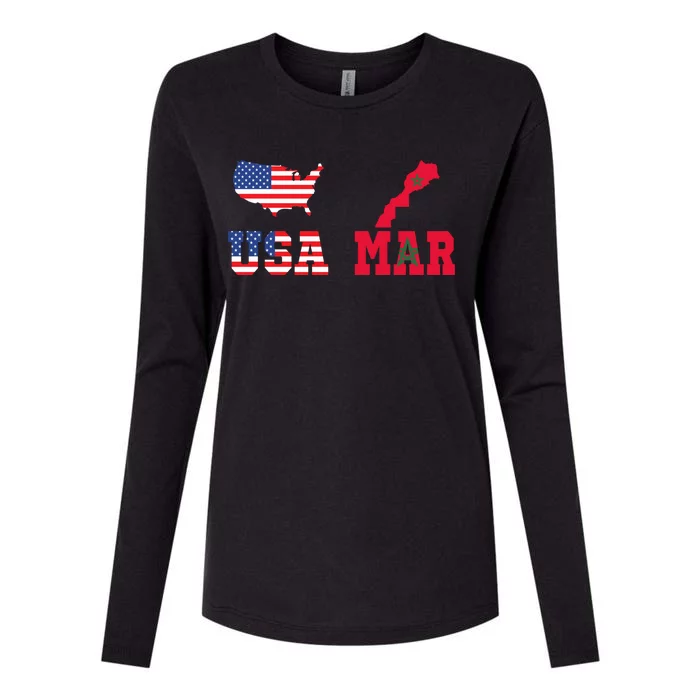 Moorish American Morocco Flag Moroccan Soccer Supporter Gift Womens Cotton Relaxed Long Sleeve T-Shirt