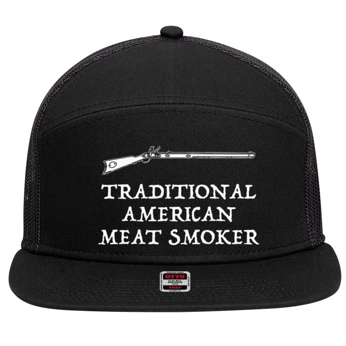 Muzzleloader American Meat Smoker Funny Flintlock 7 Panel Mesh Trucker Snapback Hat