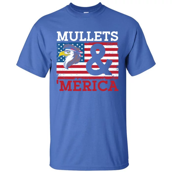 Mullets And Merica Eagle Mullet Hairstyle Funny Gift Tall T-Shirt