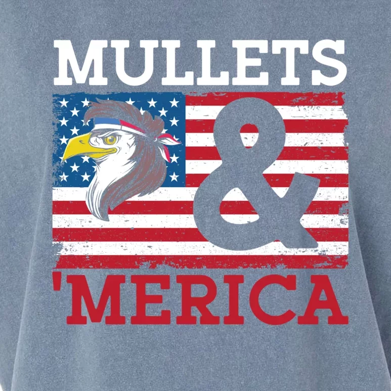 Mullets And Merica Eagle Mullet Hairstyle Funny Gift Garment-Dyed Women's Muscle Tee