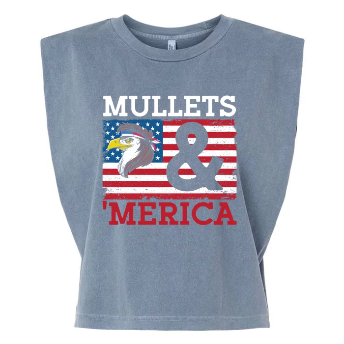 Mullets And Merica Eagle Mullet Hairstyle Funny Gift Garment-Dyed Women's Muscle Tee