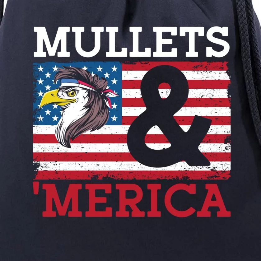 Mullets And Merica Eagle Mullet Hairstyle Funny Gift Drawstring Bag