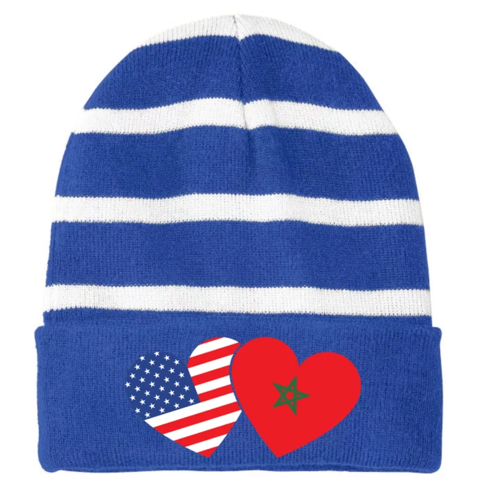 Moorish American Morocco Flag Moroccan Soccer Supporter Gift Striped Beanie with Solid Band