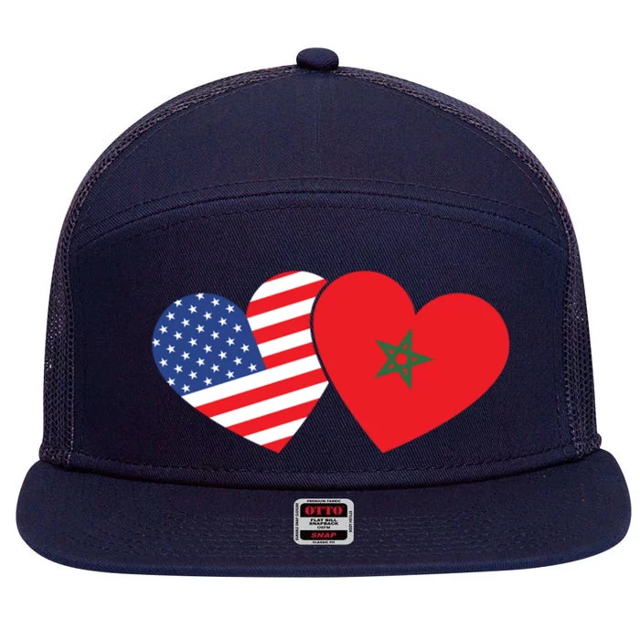 Moorish American Morocco Flag Moroccan Soccer Supporter Gift 7 Panel Mesh Trucker Snapback Hat