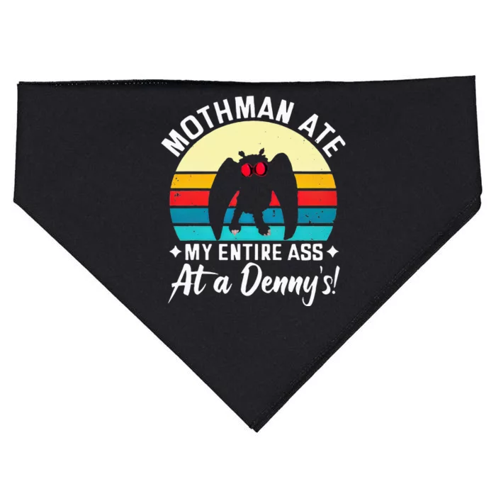 Mothman Ate My Entire Ass Vintage Mothman Cryptid Funny USA-Made Doggie Bandana