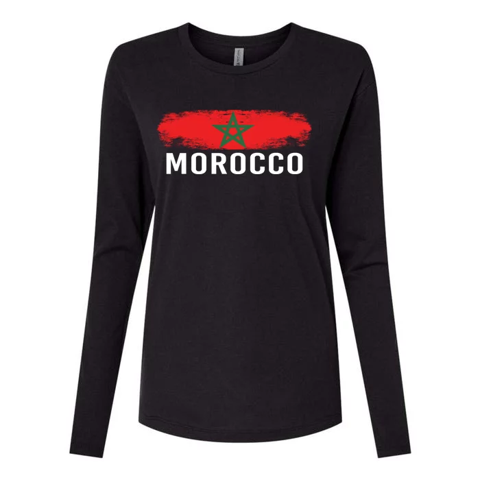 Moorish American Morocco Flag Moroccan Soccer Supporter Gift Womens Cotton Relaxed Long Sleeve T-Shirt