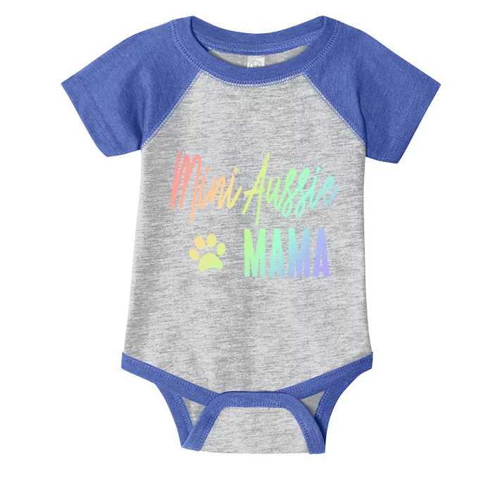 Mini Aussie Mama Rainbow Paw Print Australian Shepherd Mom Cool Gift Infant Baby Jersey Bodysuit