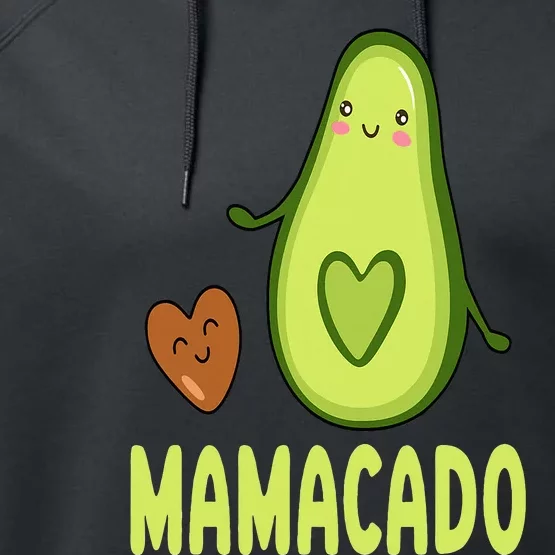 Mamacado Avocado Mama Funny Avocado Pregnancy Announcement Performance Fleece Hoodie