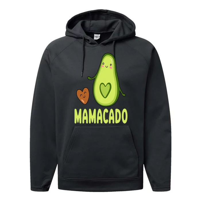 Mamacado Avocado Mama Funny Avocado Pregnancy Announcement Performance Fleece Hoodie