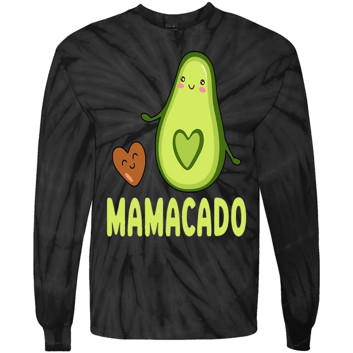 Mamacado Avocado Mama Funny Avocado Pregnancy Announcement Tie-Dye Long Sleeve Shirt