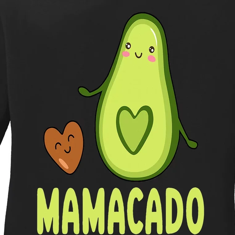 Mamacado Avocado Mama Funny Avocado Pregnancy Announcement Ladies Long Sleeve Shirt