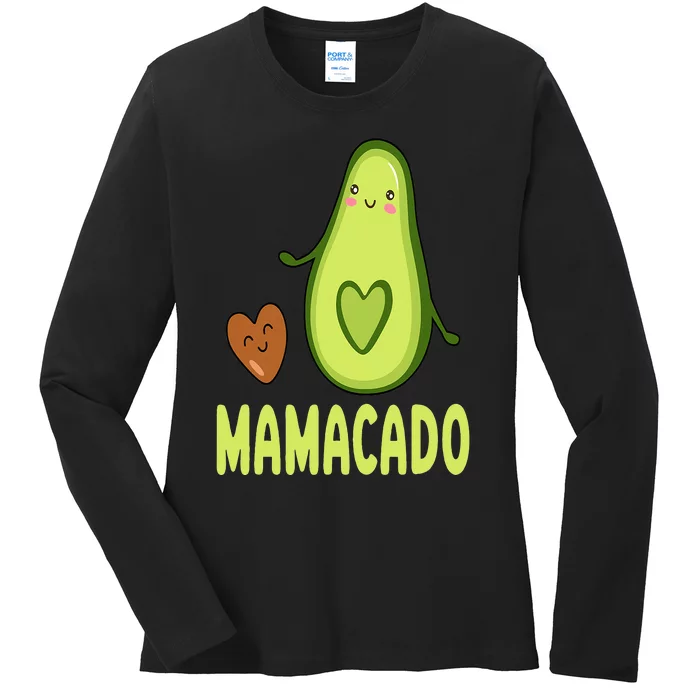 Mamacado Avocado Mama Funny Avocado Pregnancy Announcement Ladies Long Sleeve Shirt