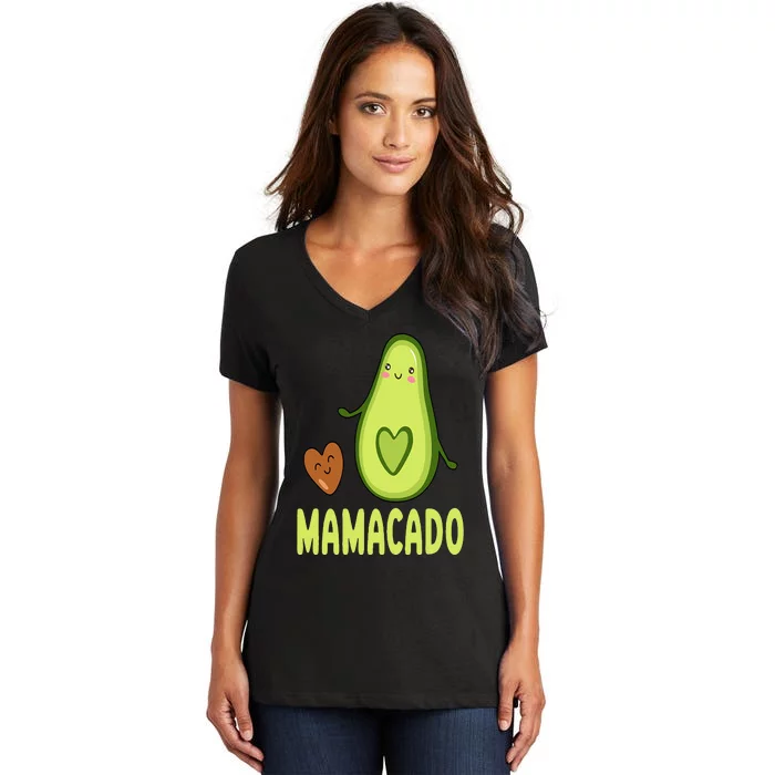 Mamacado Avocado Mama Funny Avocado Pregnancy Announcement Women's V-Neck T-Shirt