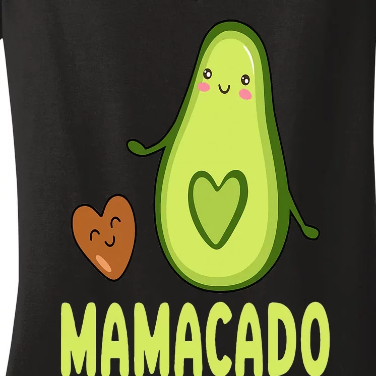 Mamacado Avocado Mama Funny Avocado Pregnancy Announcement Women's V-Neck T-Shirt