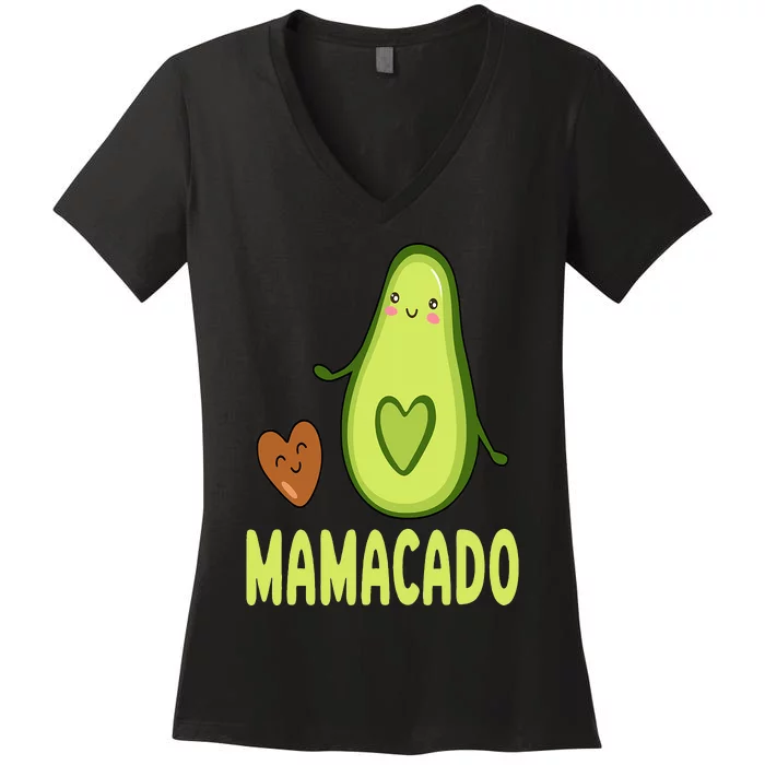 Mamacado Avocado Mama Funny Avocado Pregnancy Announcement Women's V-Neck T-Shirt