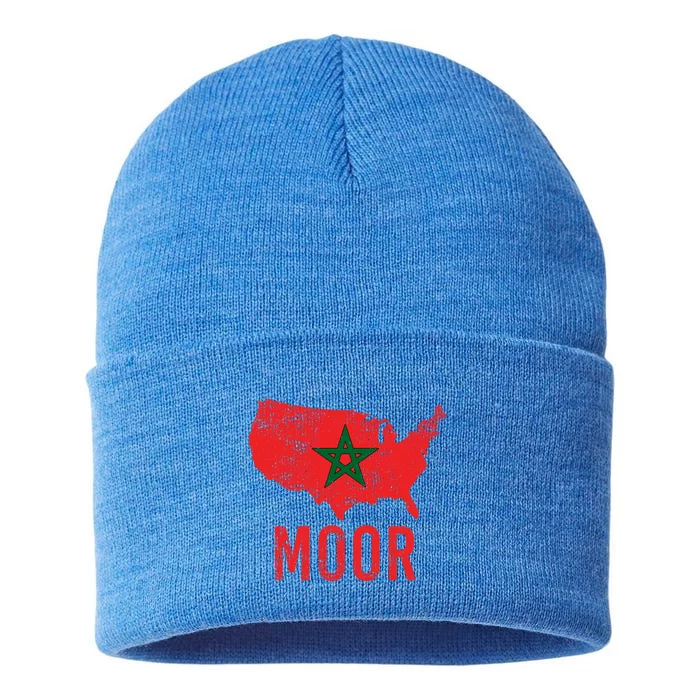 Moorish American Morocco Flag Moroccan Soccer Supporter Gift Sustainable Knit Beanie