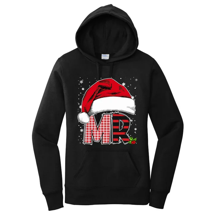 Mr And Mrs Claus Couples Matching Christmas Pajamas Santa Women's Pullover Hoodie