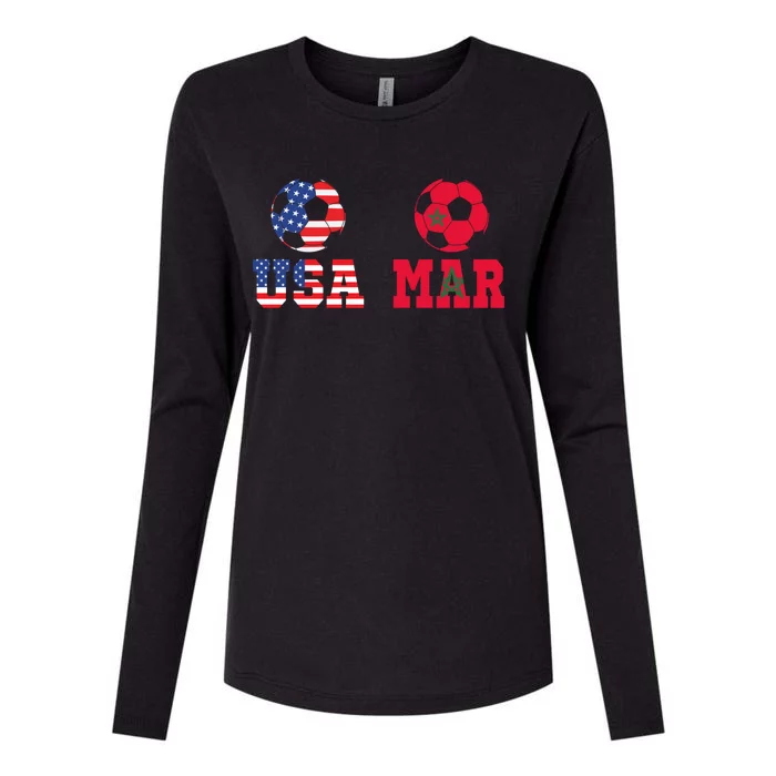 Moorish American Morocco Flag Moroccan Soccer Supporter Funny Gift Womens Cotton Relaxed Long Sleeve T-Shirt