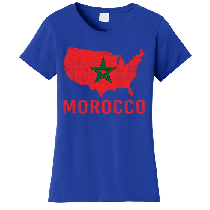 Moorish American Morocco Flag Moroccan Soccer Supporter Gift Women's T-Shirt