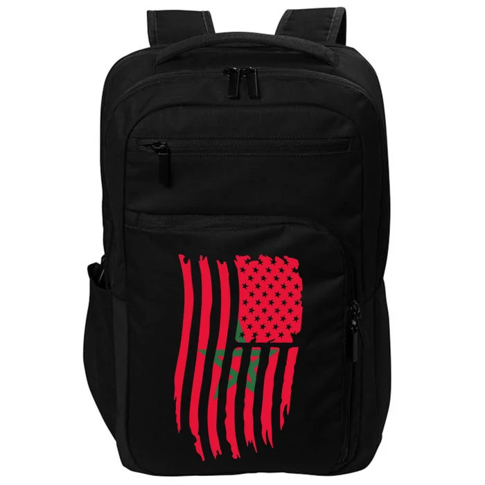 Moorish American Morocco Flag Moroccan Soccer Supporter Gift Impact Tech Backpack