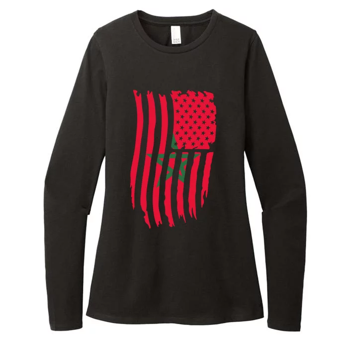 Moorish American Morocco Flag Moroccan Soccer Supporter Gift Womens CVC Long Sleeve Shirt