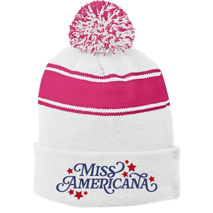 Miss Americana Stripe Pom Pom Beanie