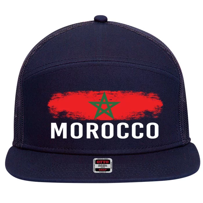 Moorish American Morocco Flag Moroccan Soccer Supporter Gift 7 Panel Mesh Trucker Snapback Hat