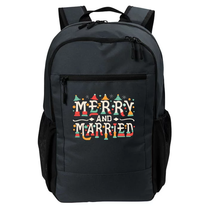 Merry And Married First Christmas Pajama Couples Matching Daily Commute Backpack