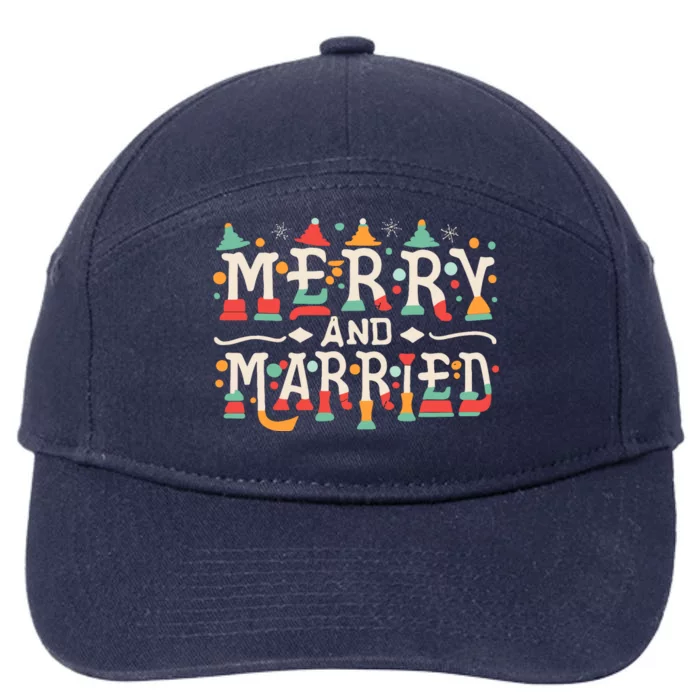 Merry And Married First Christmas Pajama Couples Matching 7-Panel Snapback Hat