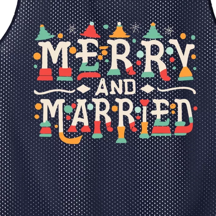 Merry And Married First Christmas Pajama Couples Matching Mesh Reversible Basketball Jersey Tank