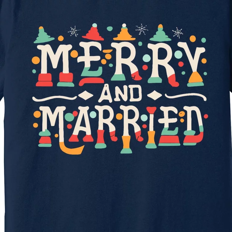 Merry And Married First Christmas Pajama Couples Matching Premium T-Shirt