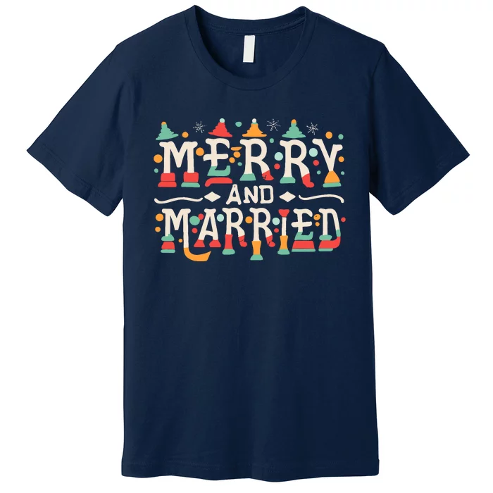 Merry And Married First Christmas Pajama Couples Matching Premium T-Shirt