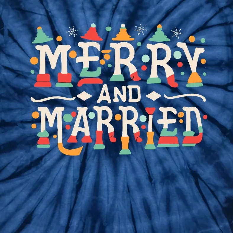 Merry And Married First Christmas Pajama Couples Matching Tie-Dye T-Shirt